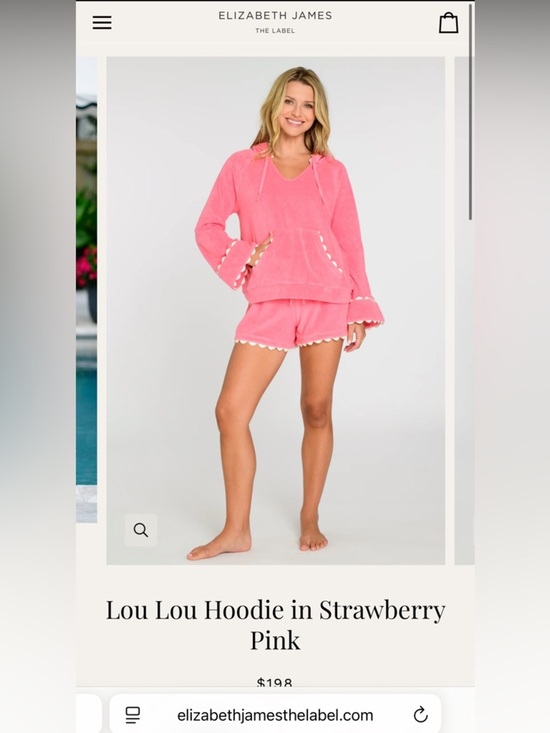Elizabeth James Tops - Elizabeth James Lou Lou Hoodie Strawberry Pink Terry Cloth Pullover Size Small